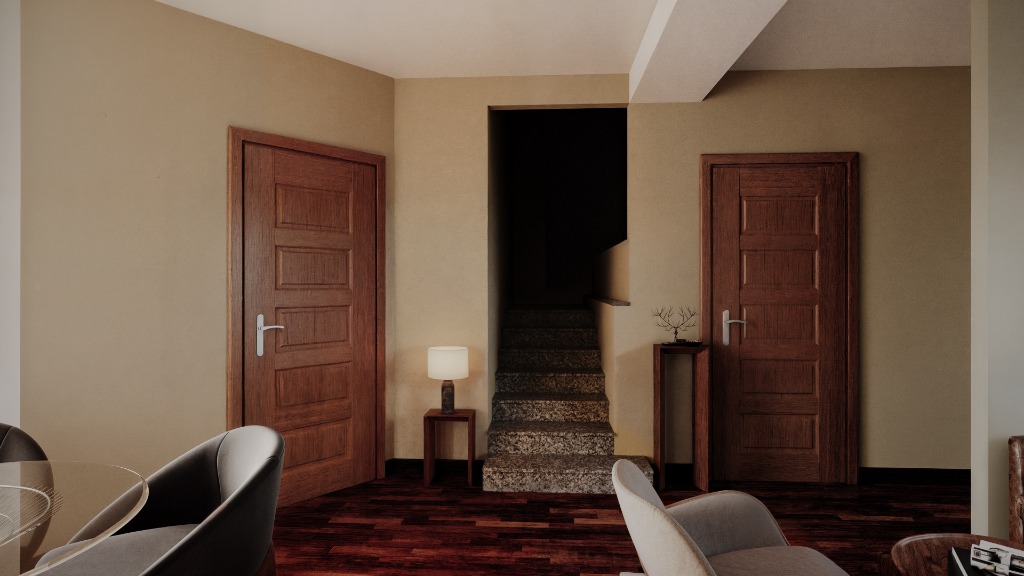 Render 3D Dettaglio Mobili Su Misura Nicchia Scala