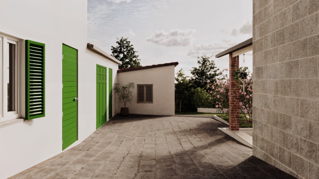 Render 3D Corte Interna & Patio